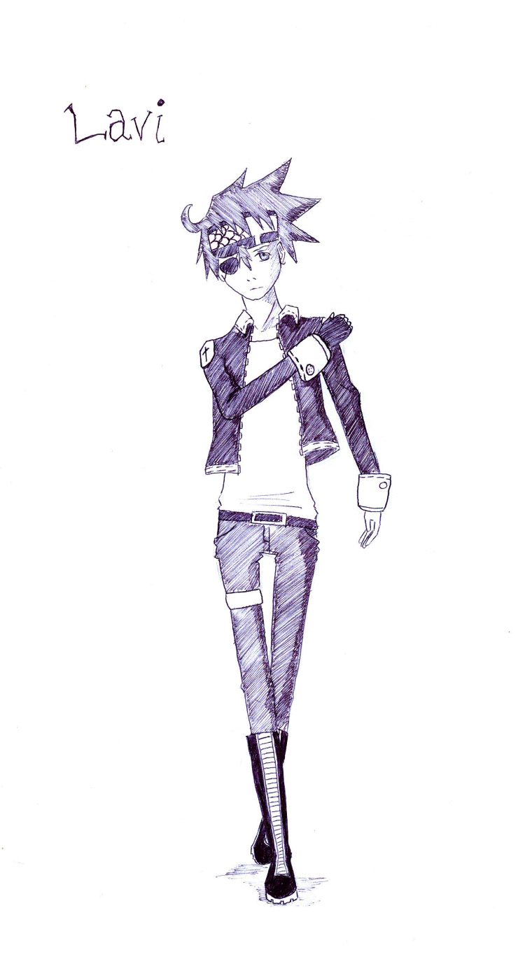 ballpoint sketch of Lavi from D.Gray-Man