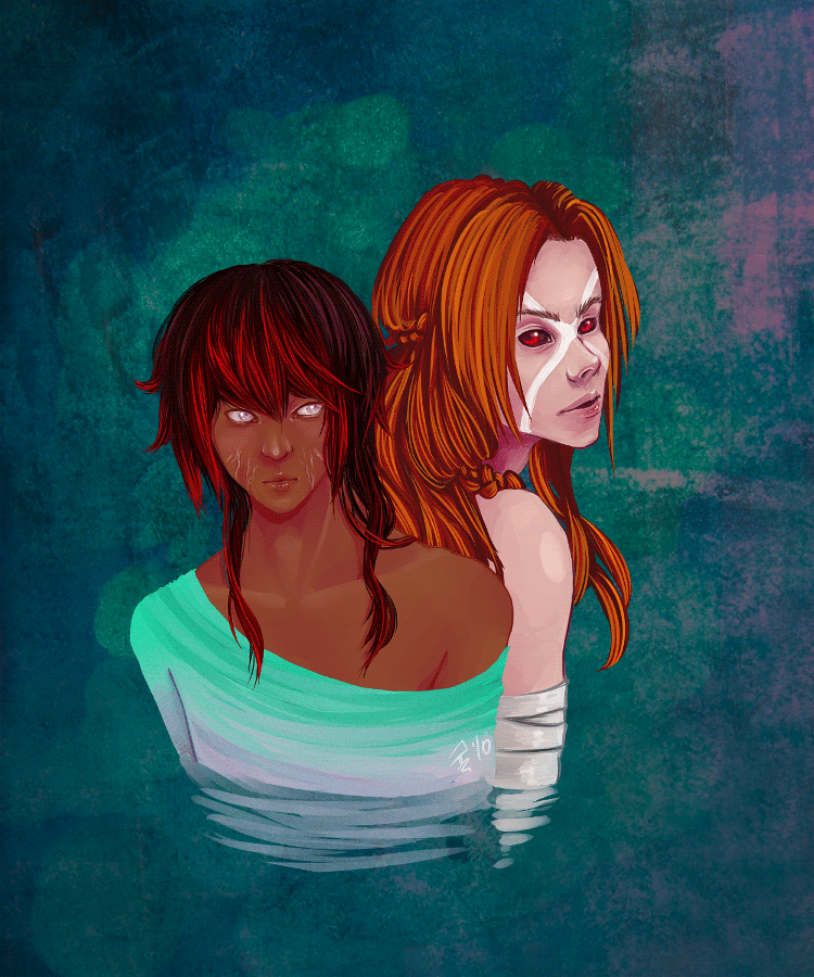 didigtal painting of two characters called Halloween and Cupid. I unfortunately forgot who they belong to, apologies...