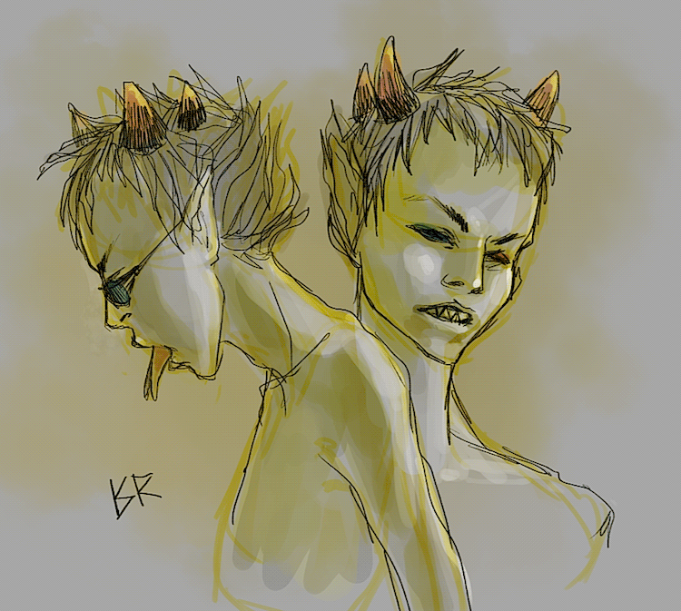 didigtal sketches of Sollux from Homestuck