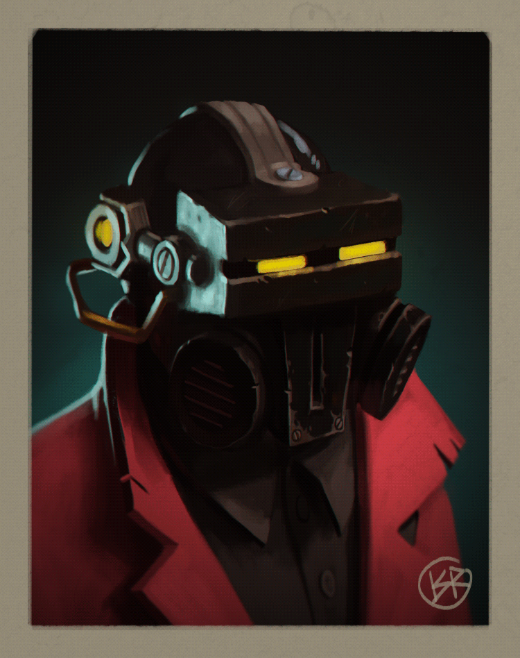 portrait commission of the Pyro from Team Fortress 2