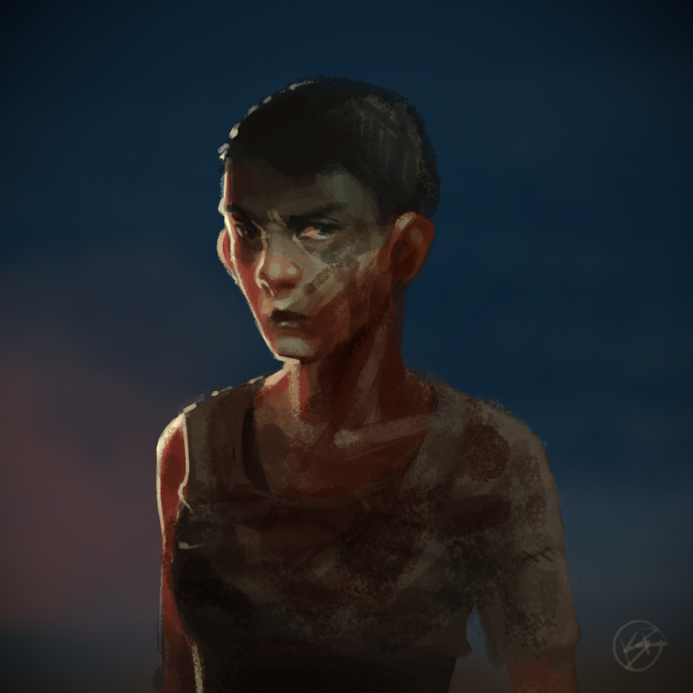 digital painting of Furiosa from Mad Max: Fury Road
