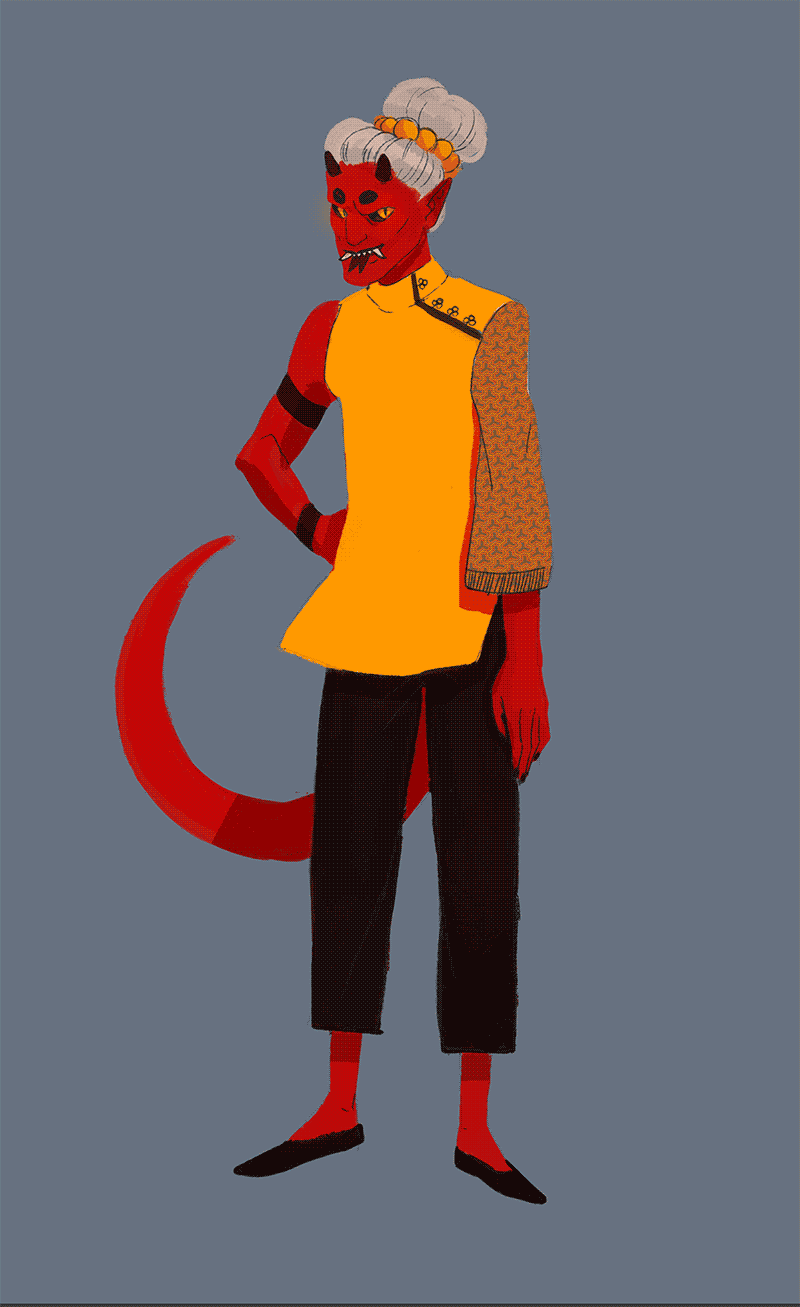 first design of Amon, my tiefling monk