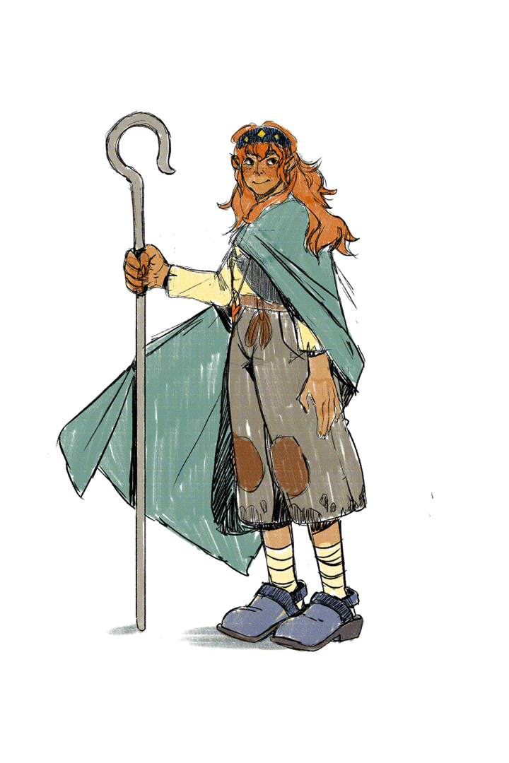 digital sketch of my character Tad's mother. she is a shepherd