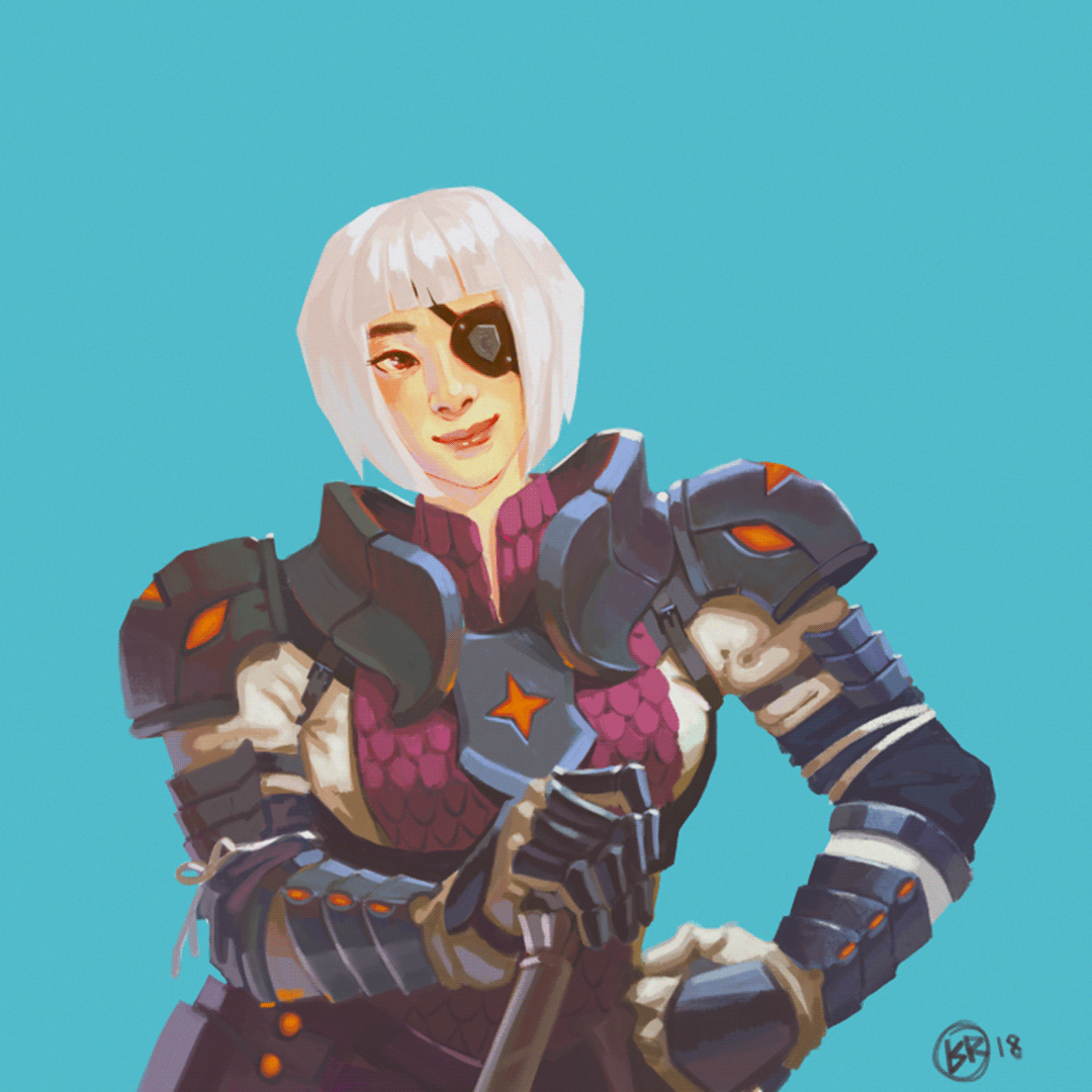 digital painting of my friend joey's Monster Hunter World character. she's wearing zorah Magdaros armor