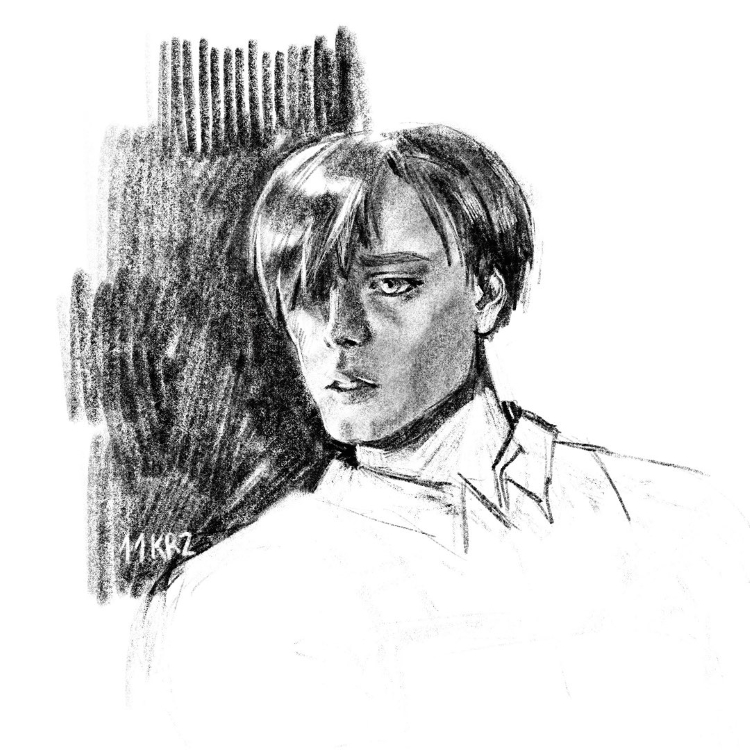 digital charcoal sketch of Leon from Resident Evil