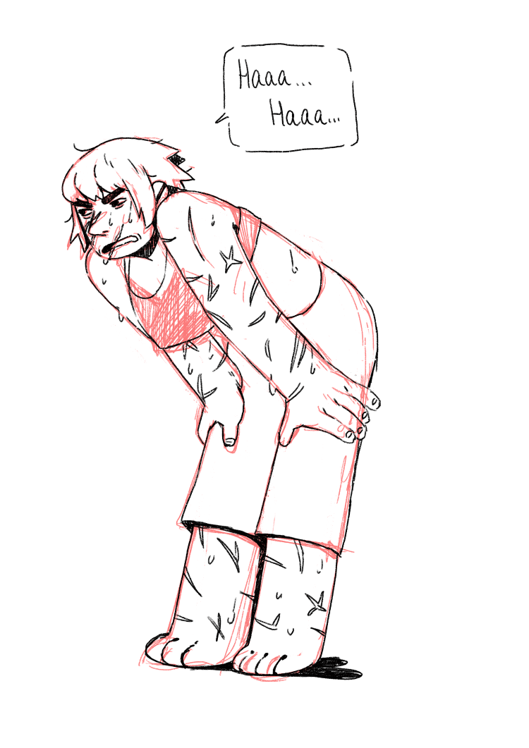 digital sketch of Claire, panting