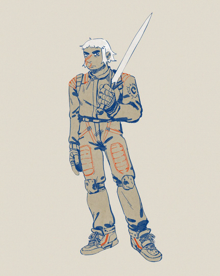 digital piece of Claire, wearing a Dorohedoro-inspired outfit