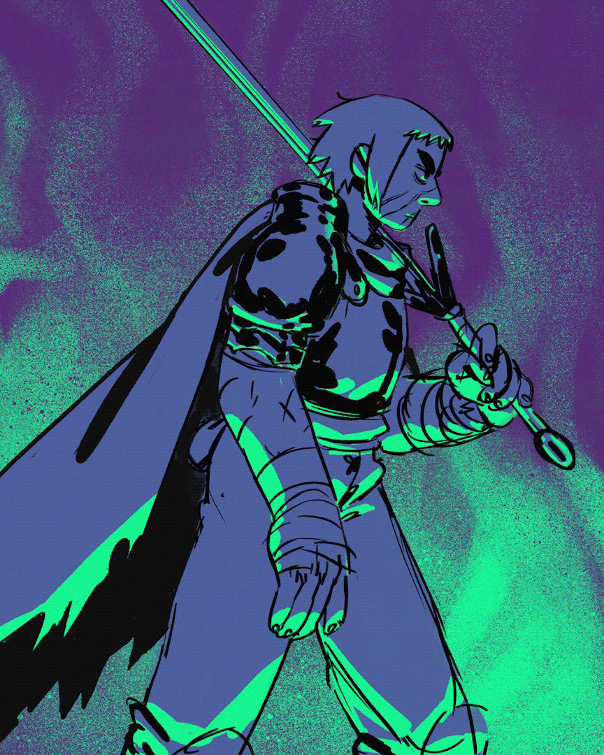 digital sketch of Claire, looking annoyed