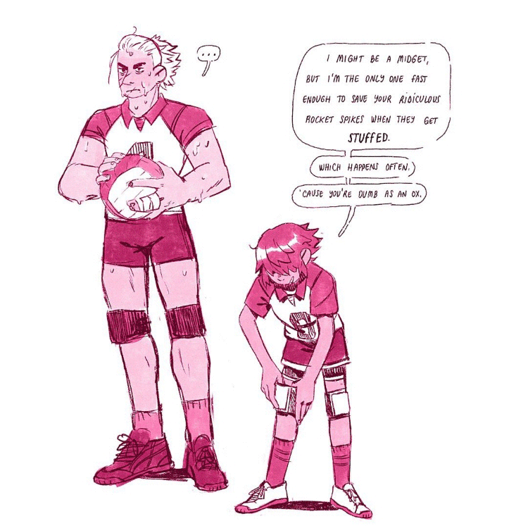 digital sketch of Claire and Trym in a Haikyuu alternate universe