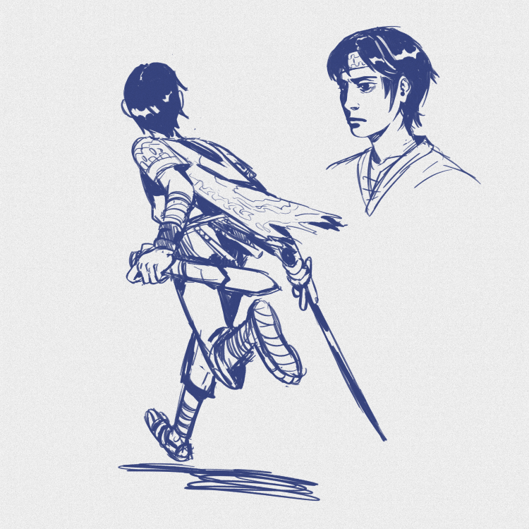 digital sketches of Wander, from Shadow of the Colossus