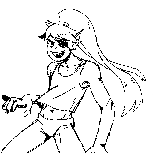 digital sketch of Undyne from Undertale