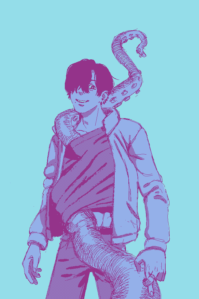digital sketch of Yoshida from Chainsaw Man