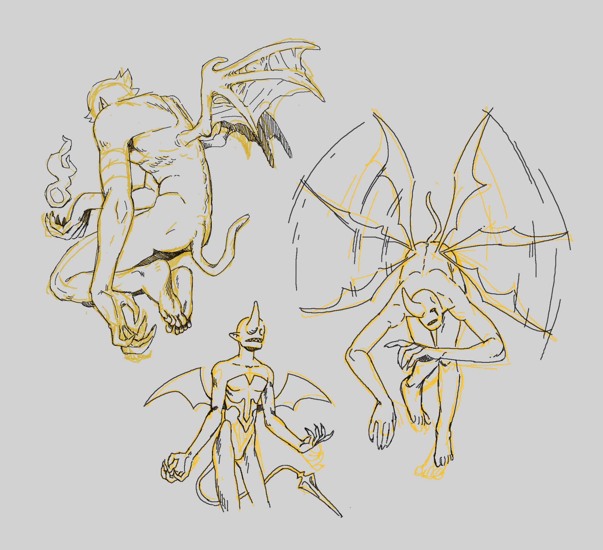 digital sketches, research for Envy's demon form
