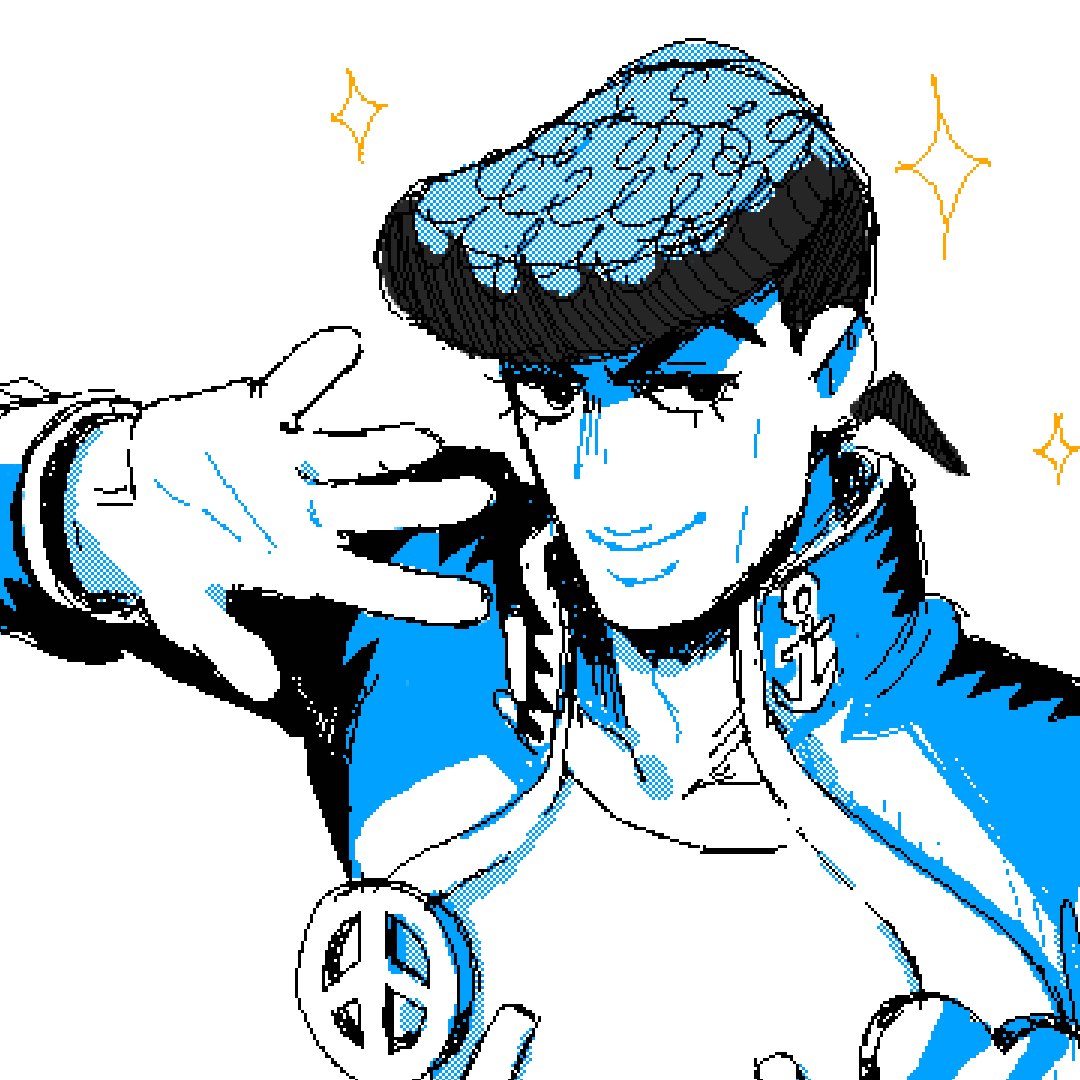 digital sketch of Josuke from Jojo's Bizarre Adventures part 4