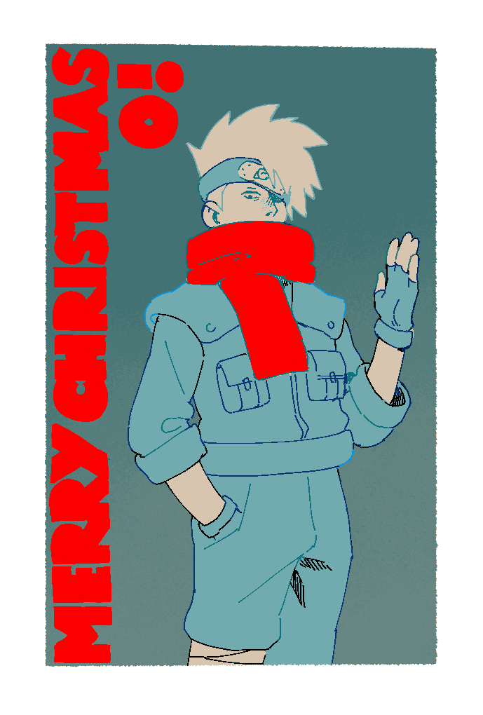 christmas card for my friend ophelia, featuring Kakashi from Naruto