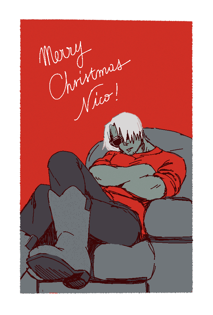 christmas card for my friend Nico featuring Dante from the Devil May Cry series(tm)