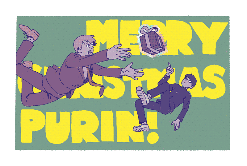 christmas card for my friend Purin of Reigen and Shigeo Kageyama from Mob Psycho 100