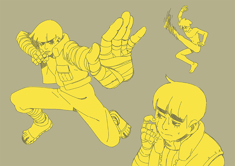 sketch page featuring Rock Lee from Naruto