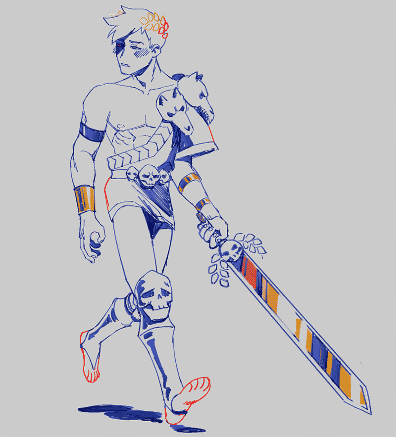 ink sketch of Zagreus from Hade