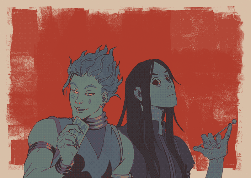 digital piece featuring Hisoka and Illumi from Hunter x Hunter