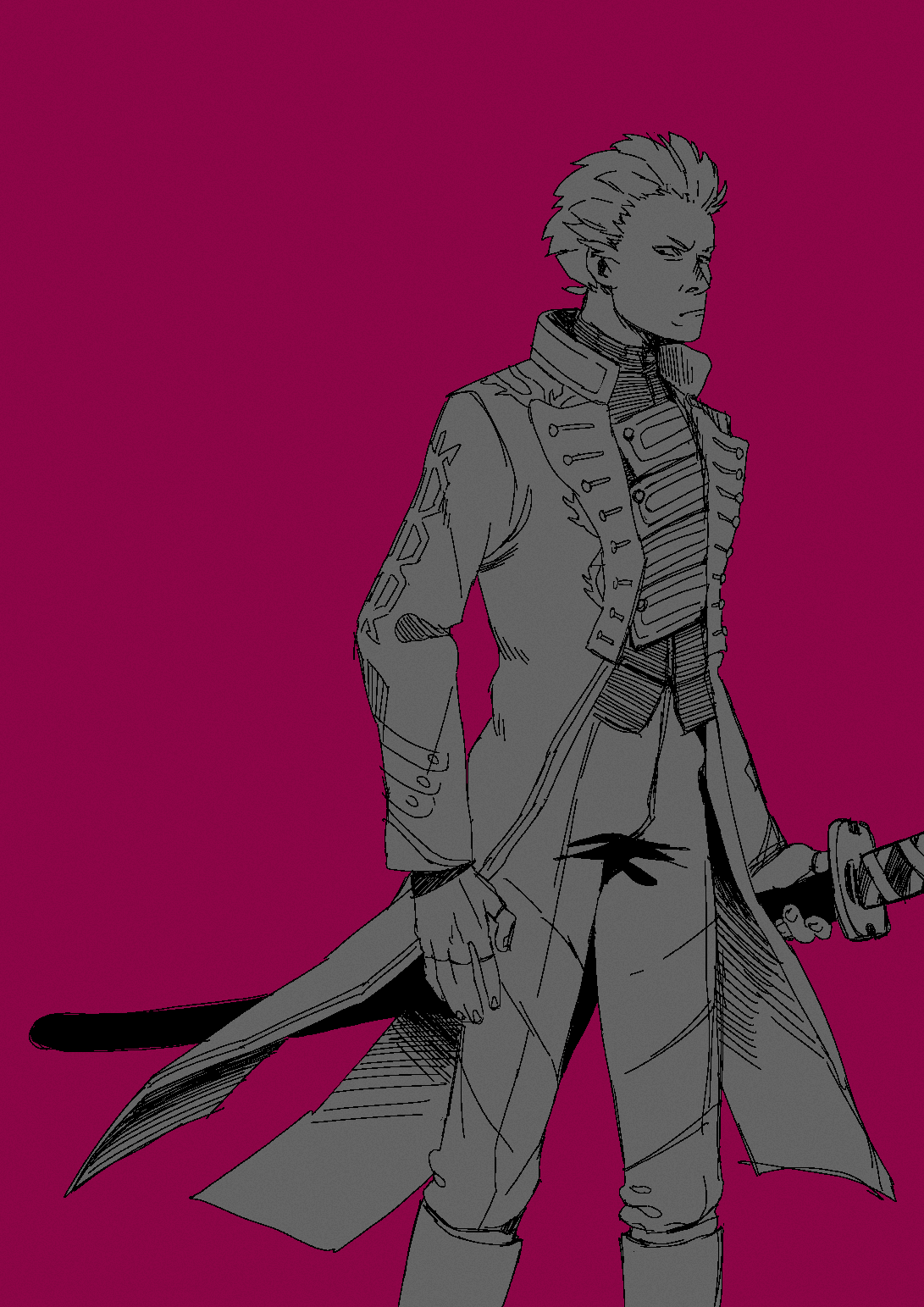 digital sketch of Vergil from Devil May Cry