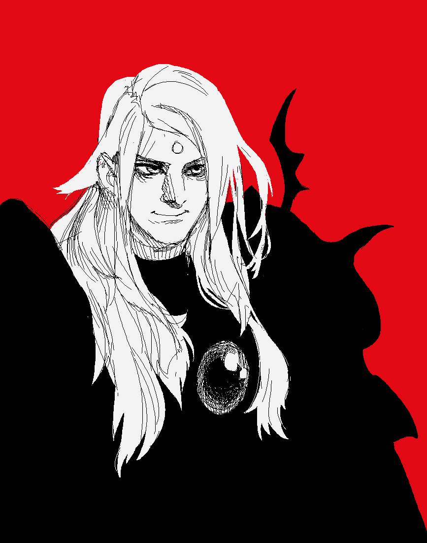 digital sketch of Zenos from Final Fantasy XIV