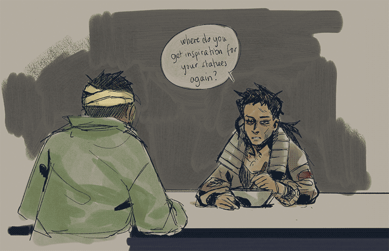 my character Carter, talking with someone from his colony