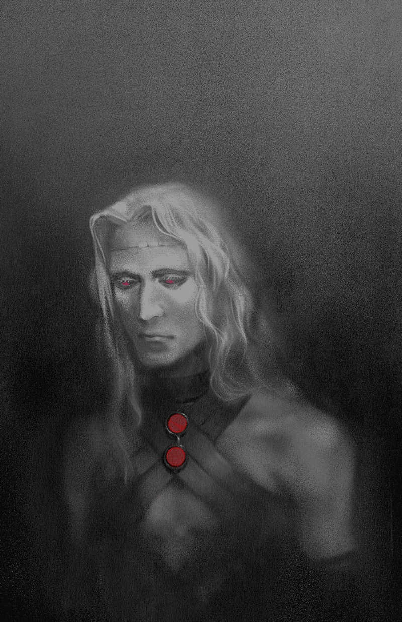 a very textured portrait of Rev