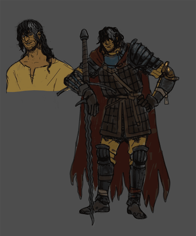 fullbody sketch of my battlemaster character Tristel