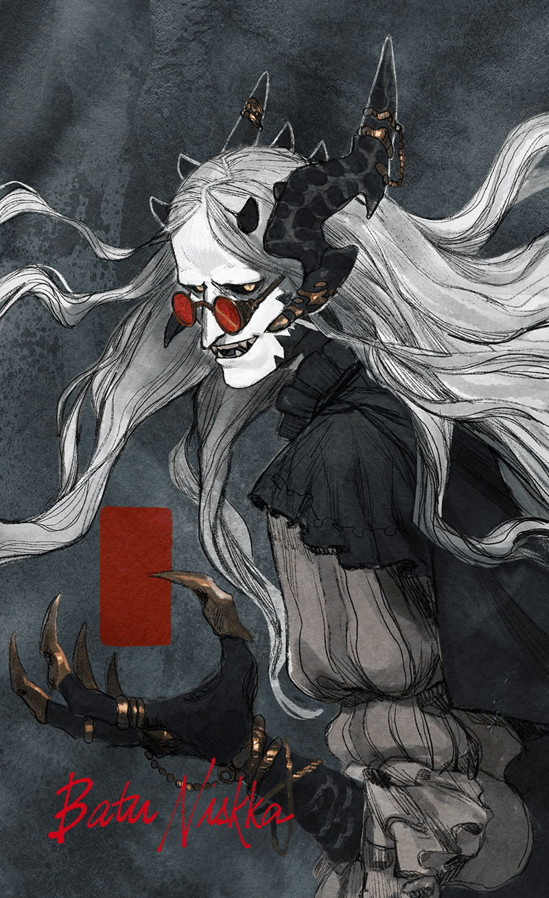 portrait of Baatu, my Final Fantasy XIV au'ra character