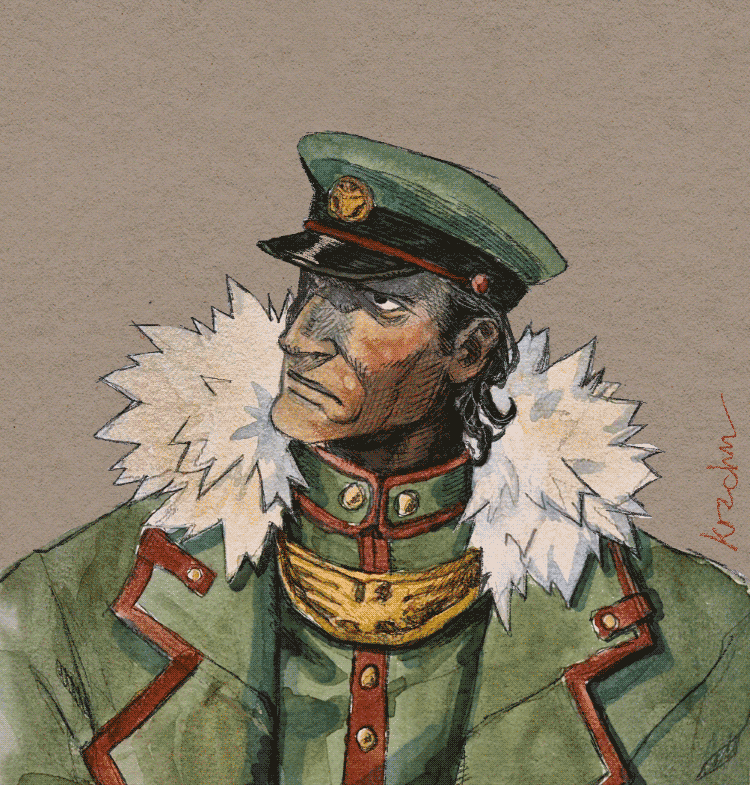 traditional watercolour piece of Kadavan, from my Fabula Ultima group