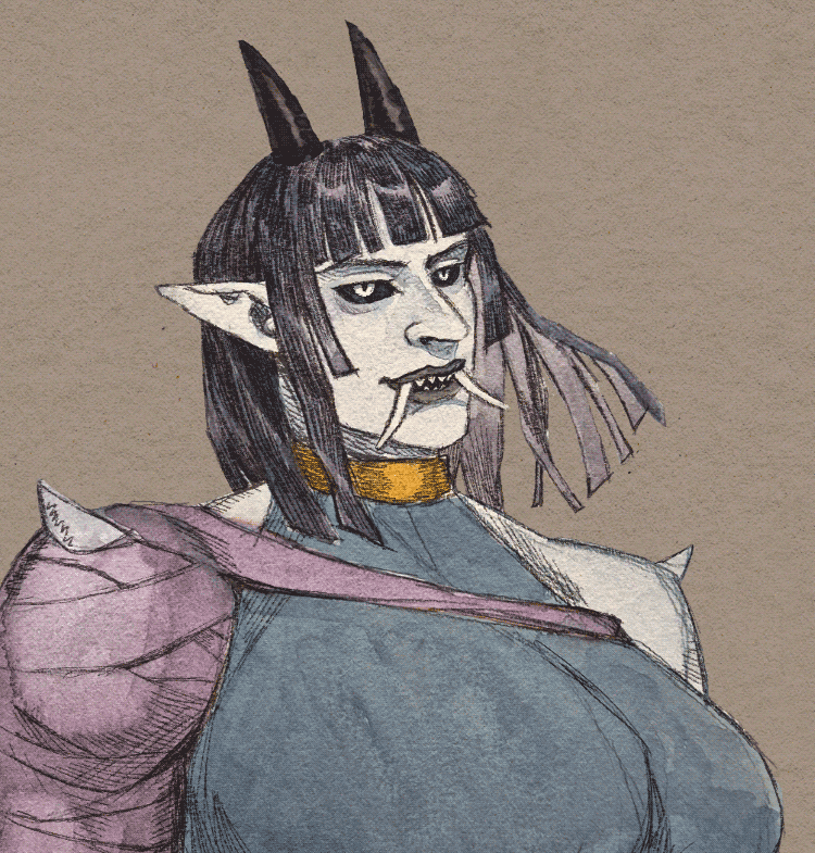 traditional watercolour piece of Miyu, from my Fabula Ultima group