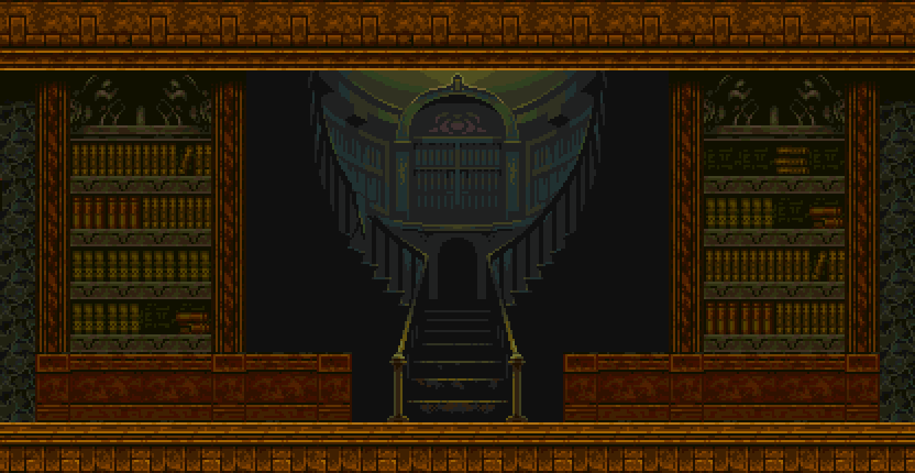 a screenshot of a part of the Long Library from the game Castlevania: Symphony of the Night